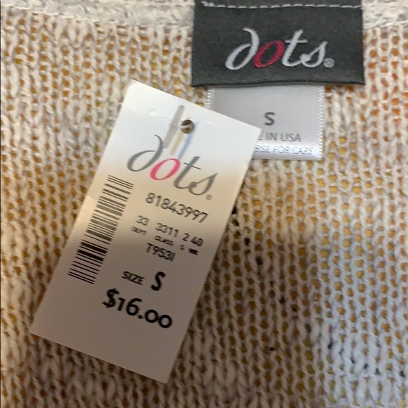 Dots Gray White Blend Deep V Crochet Knit Sweater Tunic Top NWT - Picture 10 of 11